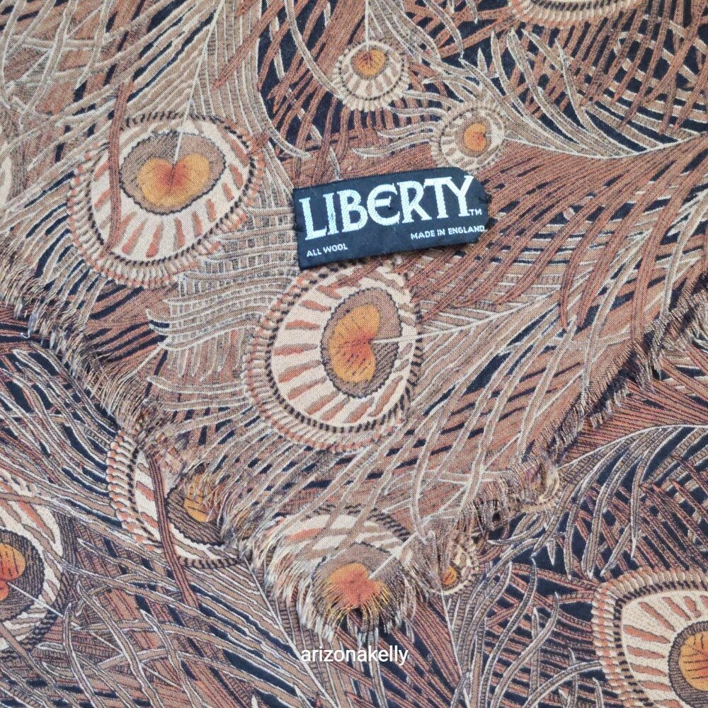 RARE Liberty WOOL Hera Scarf Large Square Peacock - Picture 12 of 14